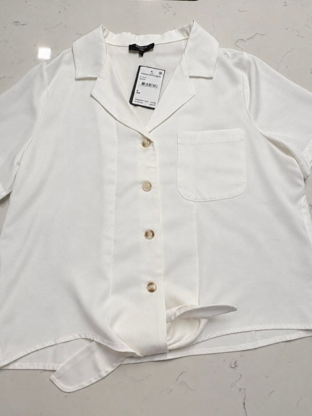 FRNCH Paris NWT White Tie Front Button Down Blouse Size S
